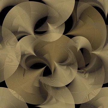 Gold luxury 3d abstract vector seamless pattern. Ornamental flowing swirl sha Stock Illustration