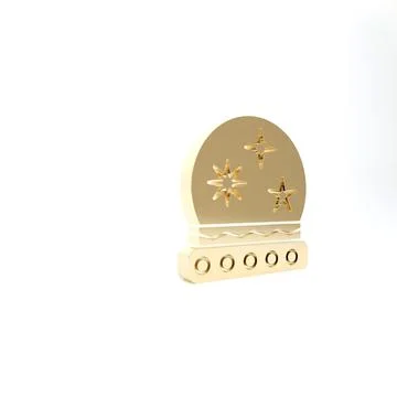 Gold Magic ball icon isolated on white background. Crystal ball. 3d illustrat Stock Illustration
