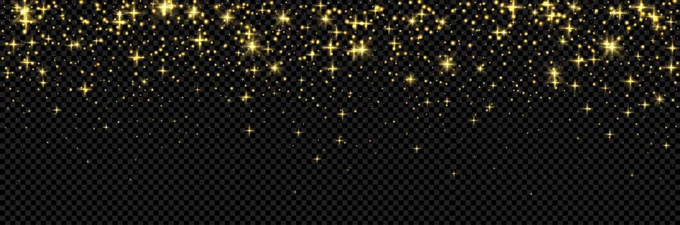 Gold magic glitter effect. Light shine texture. Shimmer overlay on transparent Stock Illustration