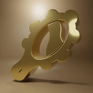 Gold Magic hand mirror icon isolated on brown background. Minimalism concep.. Stock Illustration