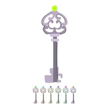 Gold magic key vector cartoon graphic Stock Illustration