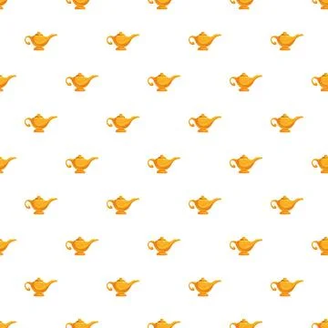 Gold magic lamp repeating pattern on white background Stock-Illustration
