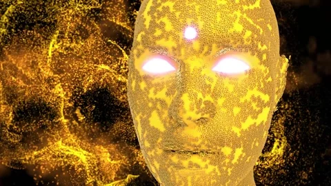 GOLD MAGIC OM HEAD WITH OM SYMBOLDS AND LIGHT BACKGROUND Stock Footage 233923481