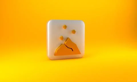 Gold Magic powder icon isolated on yellow background. Silver square button. 3 Ilustração Stock