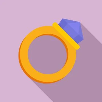 Gold magic ring icon, flat style Illustrazione stock
