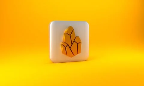 Gold Magic stone icon isolated on yellow background. Fantasy crystal. Jewelry Illustrazione stock