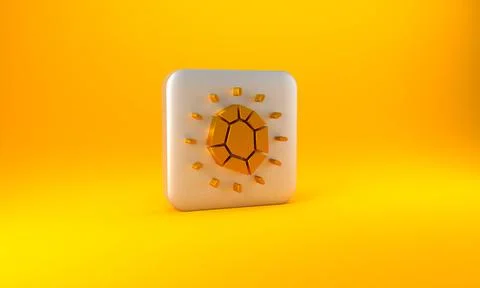 Gold Magic stone icon isolated on yellow background. Fantasy crystal. Jewelry Stock Illustration