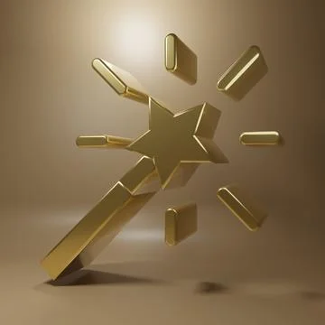 Gold Magic wand icon isolated on brown background. Star shape magic accesso.. Stock Illustration