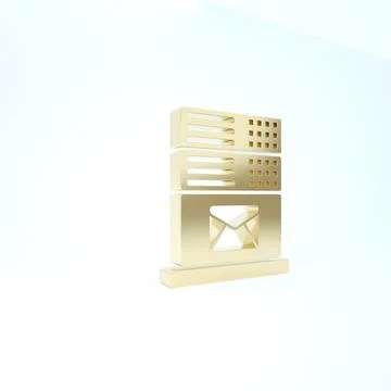 Gold Mail server icon isolated on white background. 3d illustration 3D render Illustrazione stock