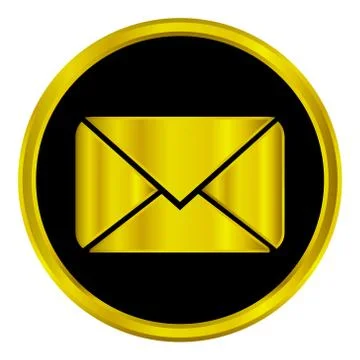 Gold mail sign button Illustrazione stock
