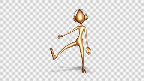 Gold Man Dancing Loop on Alpha Channel Stock Footage 149579246