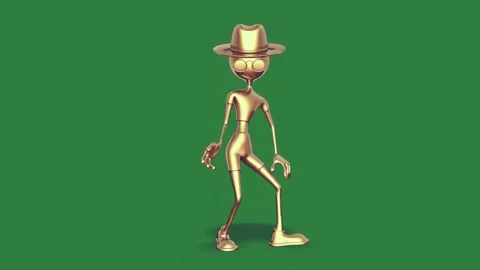 A gold man with hat and green screen in on his head female cowboy screen Stock Footage 335938228