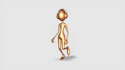 Gold Man Running Loop on Alpha Channel Stock Footage 157275889