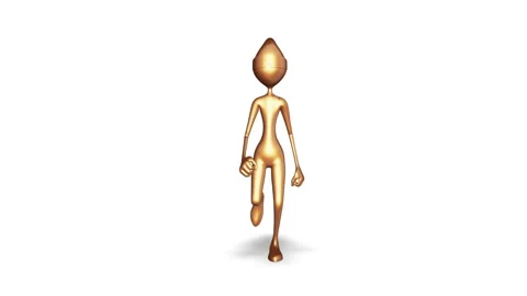 Gold Man Running Loop on White Background Vídeo Stock 162818449