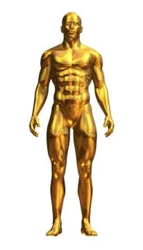 Gold Man Standing Front Stock Illustration
