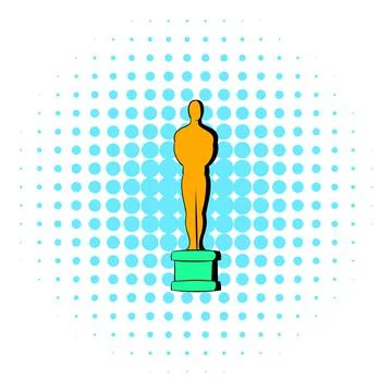 Gold Man statue icon, comics style Illustrazione stock