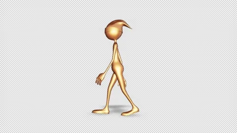 Gold Man Walking Loop on Alpha Channel 库存影片 150093340