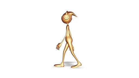 Gold Man Walking Loop on White Background Stock Footage 151888837