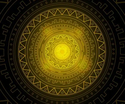 Gold mandala on black background Stock Illustration