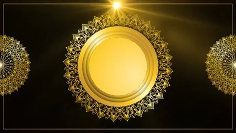 Gold mandala with light effect green screen background Stock Footage 271375175