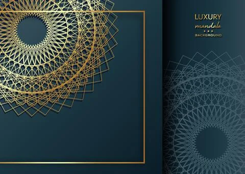 Gold Mandala Vintage decorative elements on blue navy background luxury Illustrazione stock