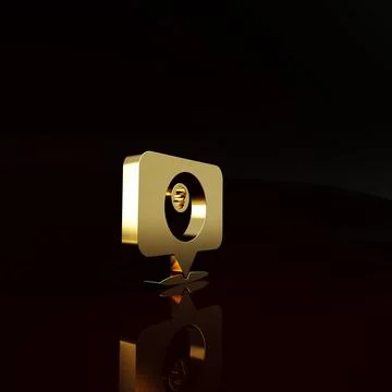 Gold Map pointer with billiard pool snooker ball with number 8 icon isolated on Stock Illustration