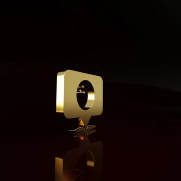 Gold Map pointer with bowling ball icon isolated on brown background. Sport イラスト素材