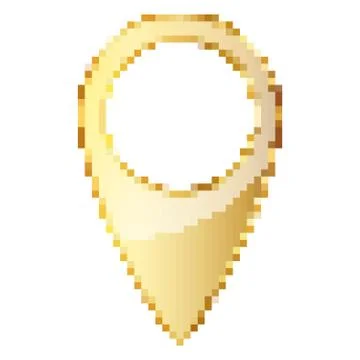 Gold map pointer in pixel art design. Vector illustration. イラスト素材