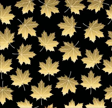 Gold maple fall tree leaf seamless pattern イラスト素材