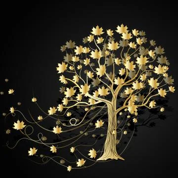 Gold maple tree Stock Illustration