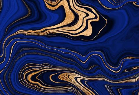 Gold marble design. A beautiful combination of dark blue marble and gold. Chi Stock Illustration