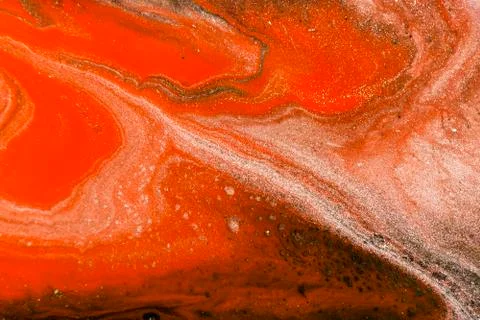 Gold marbling texture design. Red and golden marble pattern. Fluid art. Stock Illustration
