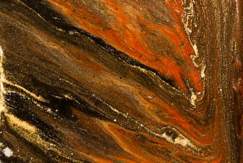 Gold marbling texture design. Red and golden marble pattern. Fluid art. Stock Illustration