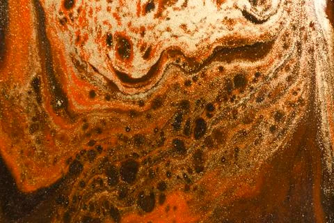 Gold marbling texture design. Red and golden marble pattern. Fluid art. Stock Illustration