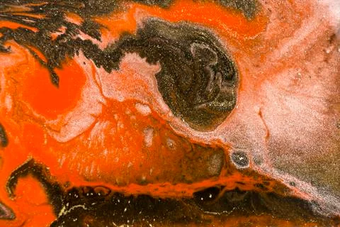 Gold marbling texture design. Red and golden marble pattern. Fluid art. Stock Illustration