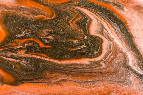 Gold marbling texture design. Red and golden marble pattern. Fluid art. Stock Illustration