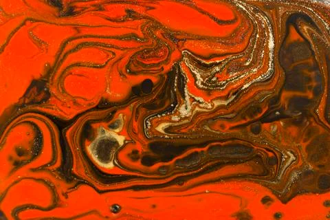 Gold marbling texture design. Red and golden marble pattern. Fluid art. Stock Illustration