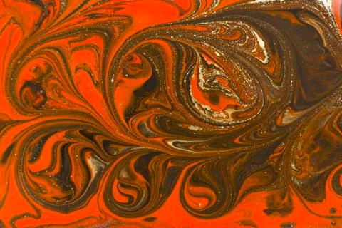 Gold marbling texture design. Red and golden marble pattern. Fluid art. Stock Illustration