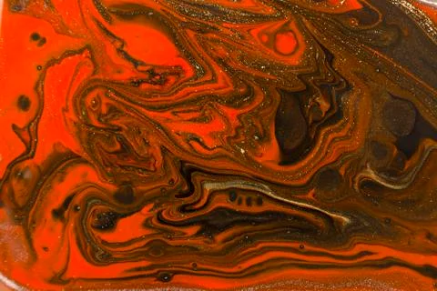 Gold marbling texture design. Red and golden marble pattern. Fluid art. Stock Illustration