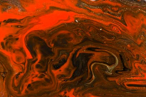 Gold marbling texture design. Red and golden marble pattern. Fluid art. Stock Illustration