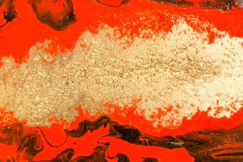 Gold marbling texture design. Red and golden marble pattern. Fluid art. Stock Illustration