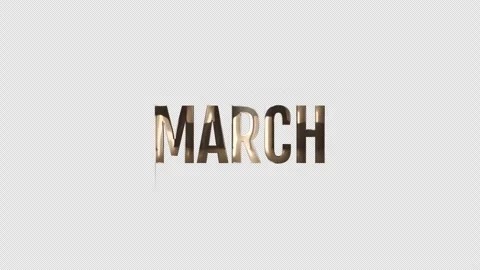 Gold March Text on Transparent for Spring Month Promotion Card Video stock 347379496