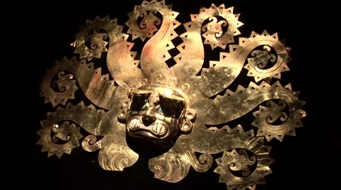 Gold Mask from Incas, Peru Stock Footage 48730906