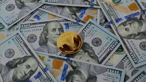 Gold masson cryptocurrency rotating with USD Stock Footage 88226896