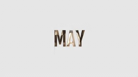 Gold May Text on Transparent for Spring Calendar Title Card Stock Footage 347379509