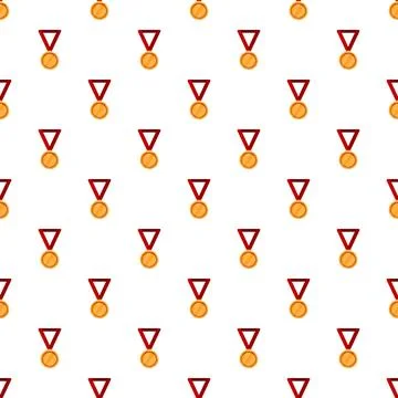 Gold medal award seamless pattern for achievement and victory Stock Illustration