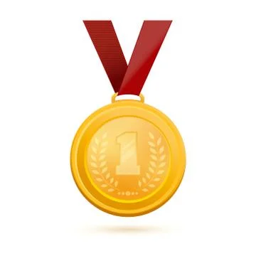 Gold medal for first place. Golden 1st Place Badge Stock Illustration