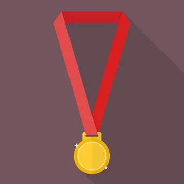 Gold medal in flat style Stock Illustration