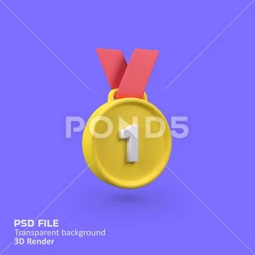 Gold medal isolated 3d render icon illustration Plantilla PSD