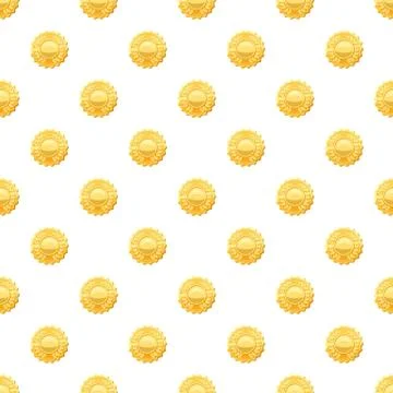 Gold medal with laurels pattern Stock Illustration